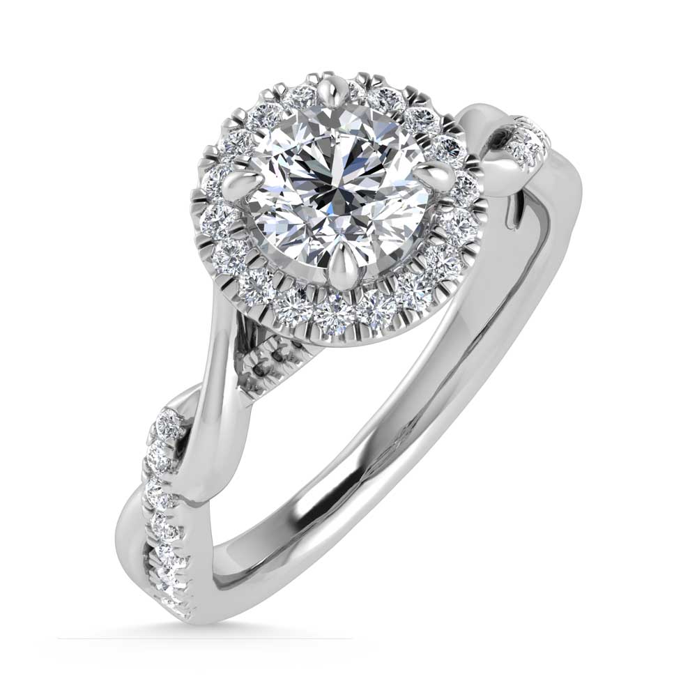 14K White Gold Lab Grown Diamond 1 1/4 Ct.Tw. Engagement Ring (Center Round 1ct)