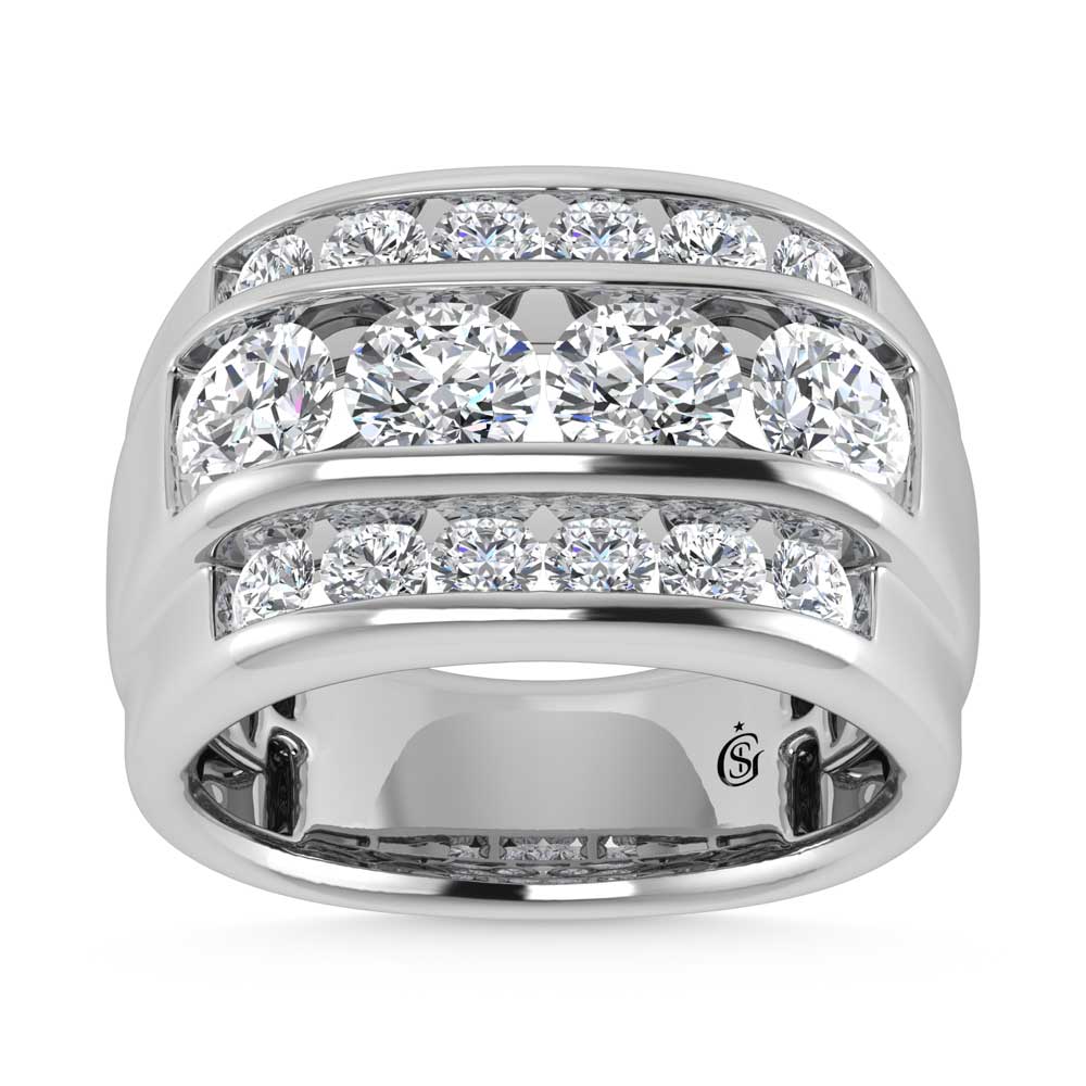 14K White Gold  5 Ct.Tw. Lab Grown Diamond Channel Set Mens Ring