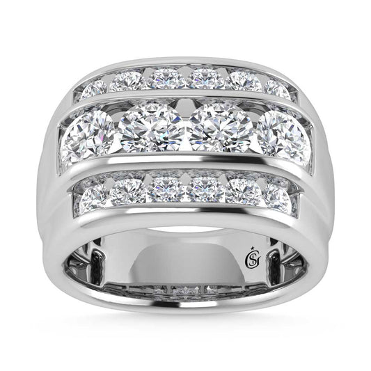 14K White Gold  5 Ct.Tw. Lab Grown Diamond Channel Set Mens Ring
