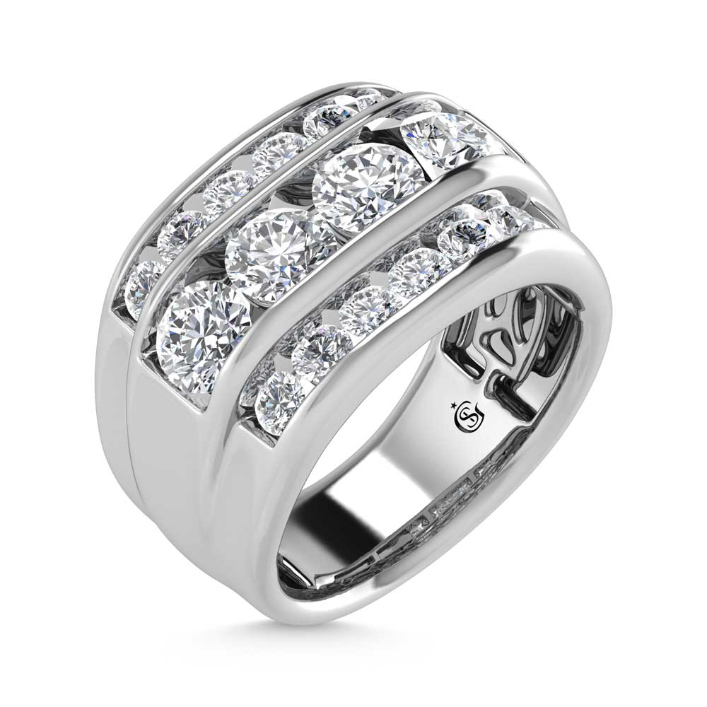 14K White Gold  5 Ct.Tw. Lab Grown Diamond Channel Set Mens Ring