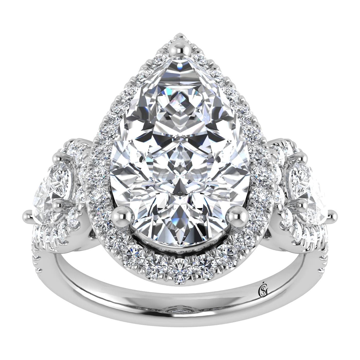 14K White Gold Lab Grown Diamond 5 1/4 Ct.Tw. Engagement Ring (Center Pear)