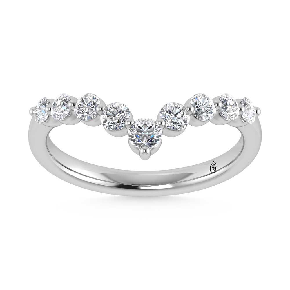 14K White Gold Lab Grown Diamond 3/8 Ct.Tw. Chevron Band