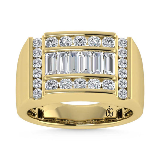 14K Yellow Gold  1 5/8 Ct.Tw. Lab Grown Diamond Mens Ring