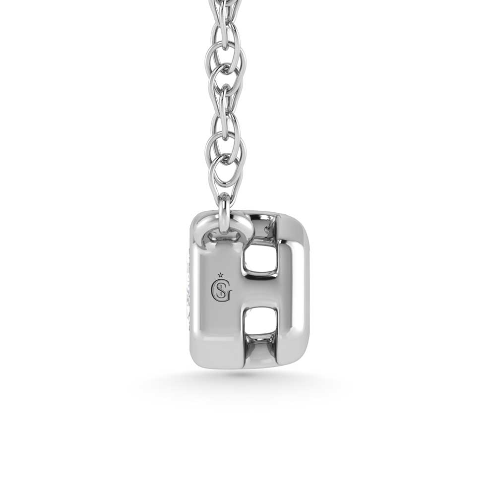 14K White Gold Lab Grown Diamond 1/2 Ct.Tw. Emerald  Shape Solitaire Necklace - 16 inches