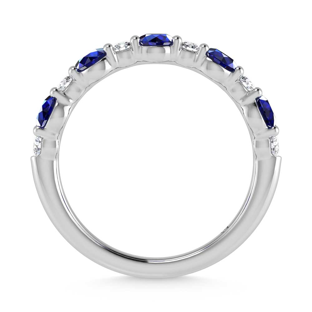 14K White Gold  1 1/8 Ct.Tw. Alternate White and Blue Lab Grown Diamond Band