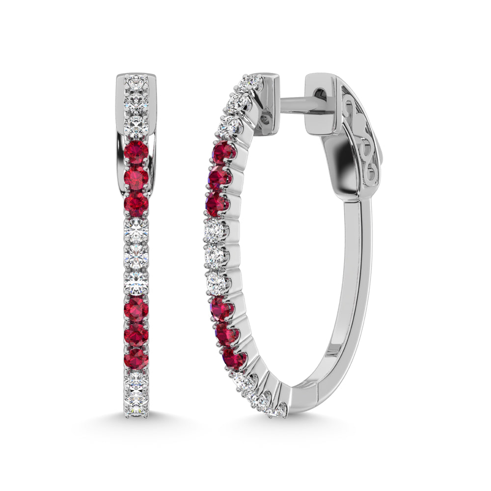 14K White Gold Lab Grown White and Pink Diamond 5/8 Ct.Tw. Earrings