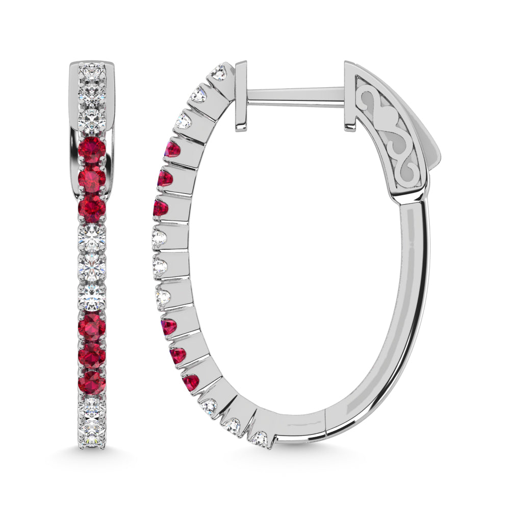 14K White Gold Lab Grown White and Pink Diamond 5/8 Ct.Tw. Earrings
