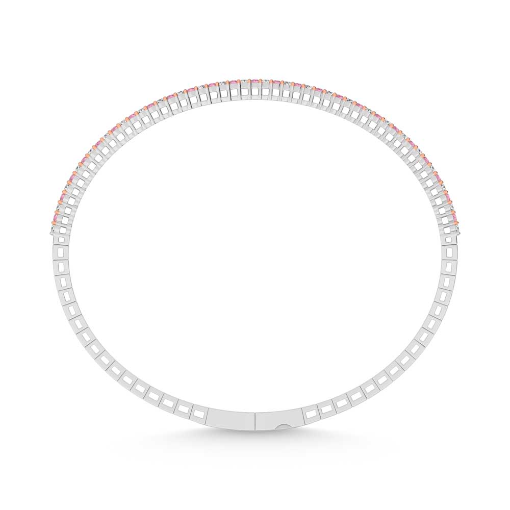 14K White Gold  1 Ct.Tw.  Alternate white and Pink Lab Grown Diamond Bangle