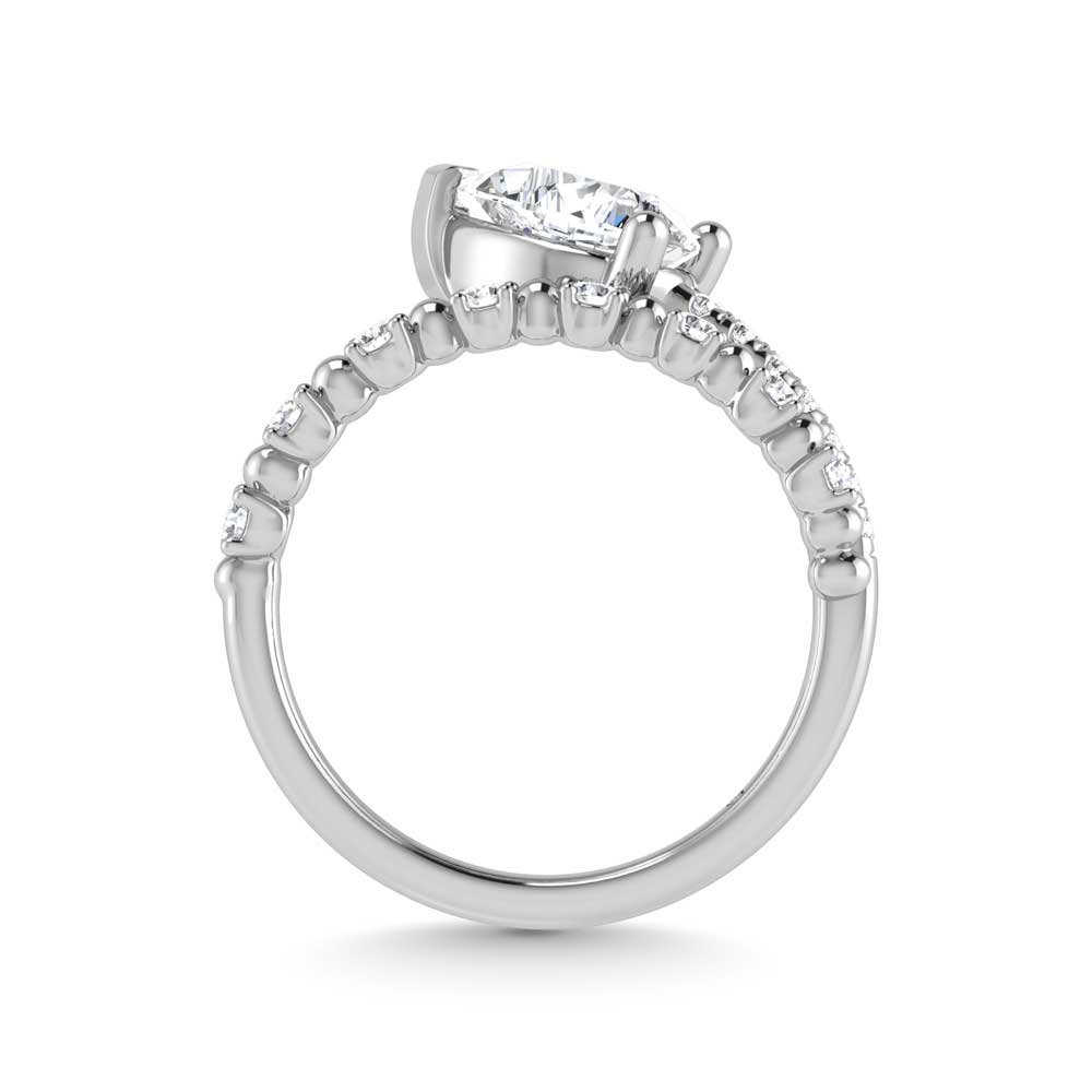 14K White Gold  1 1/4 Ct.Tw. Pear and Round Lab Grown Diamond Fashion Ring