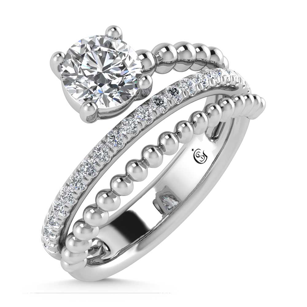 14K White Gold  1 1/4 Ct.Tw. Round Lab Grown Diamond Fashion Ring