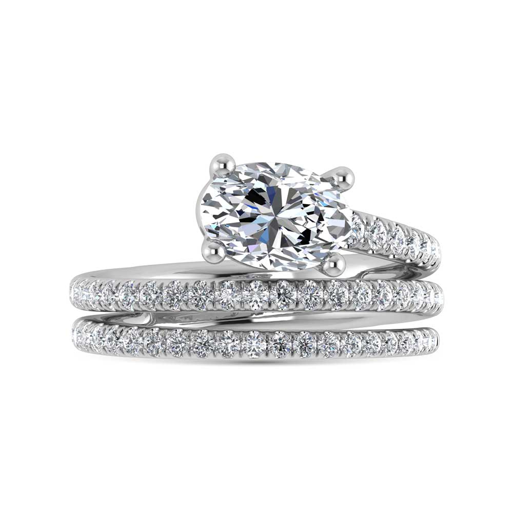 14K White Gold  1 1/2 Ct.Tw. Oval and Round Lab Grown Diamond Fashion Ring