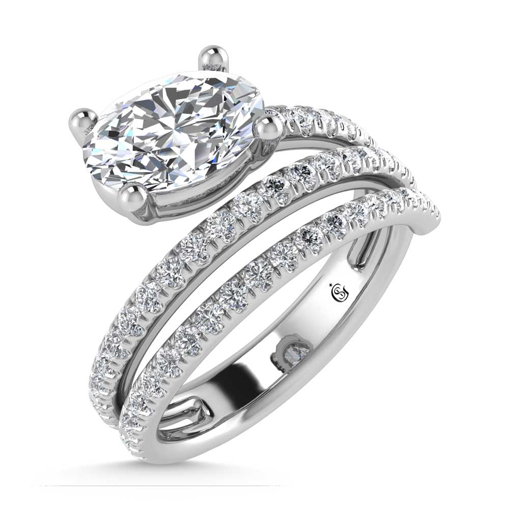 14K White Gold  1 1/2 Ct.Tw. Oval and Round Lab Grown Diamond Fashion Ring