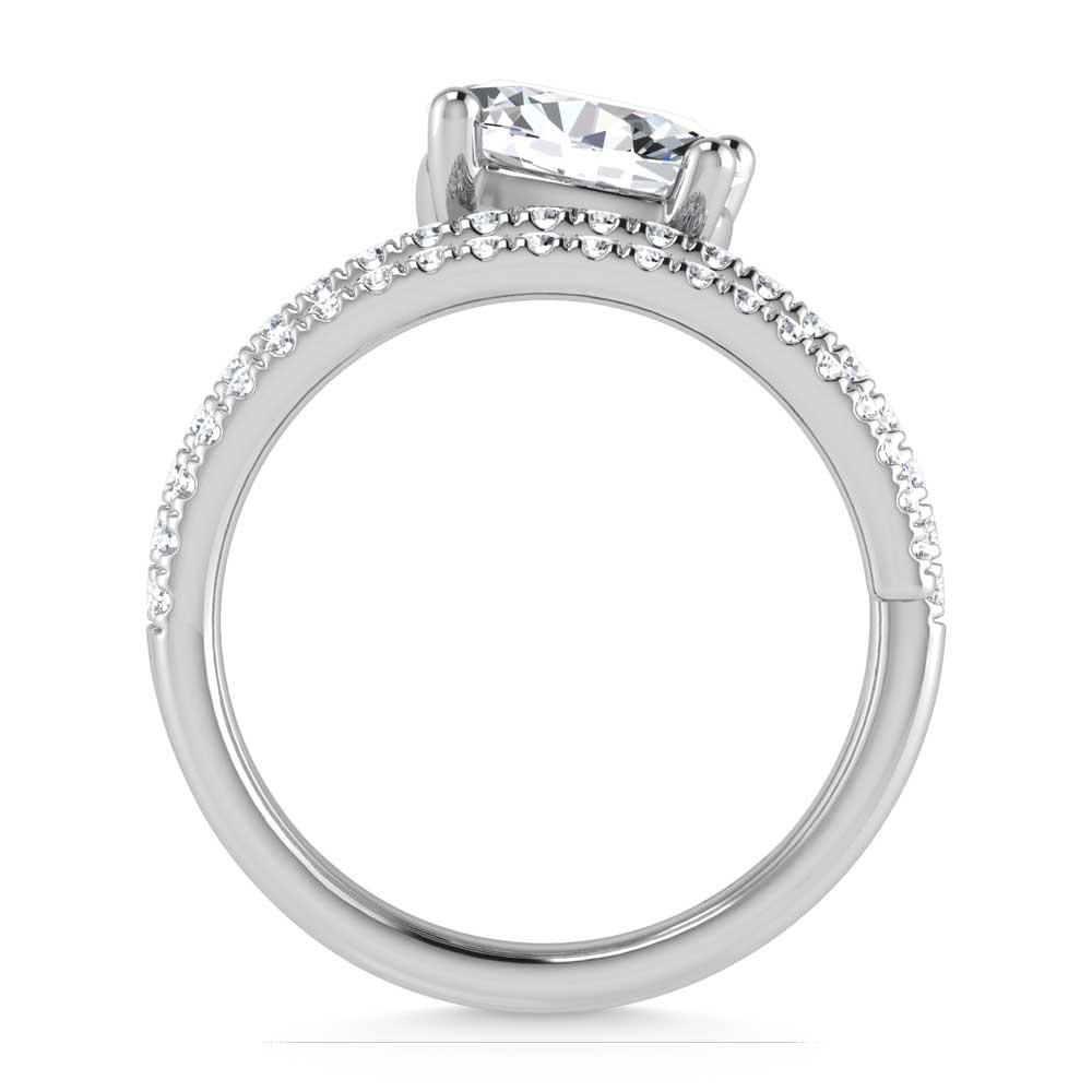 14K White Gold  1 1/2 Ct.Tw. Oval and Round Lab Grown Diamond Fashion Ring