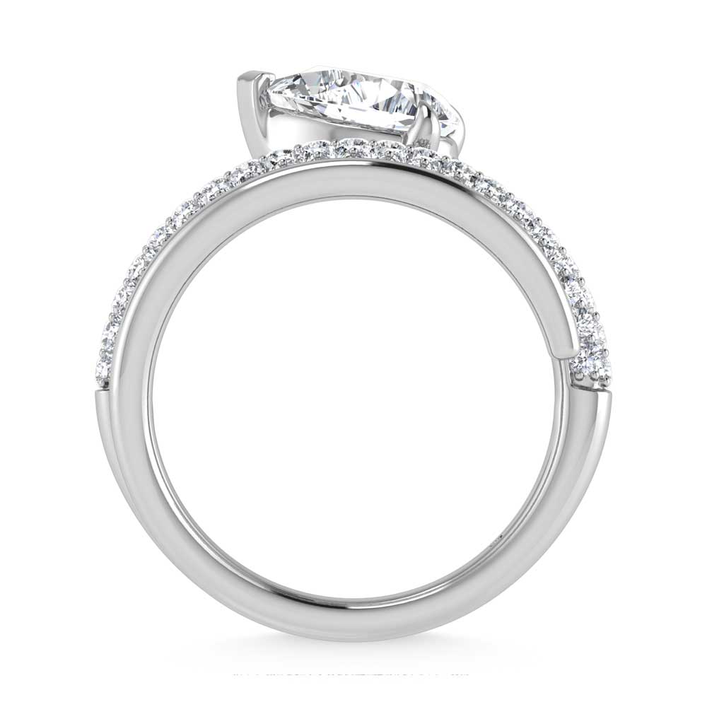 14K White Gold  1 5/8 Ct.Tw. Pear and Round Lab Grown Diamond Fashion Ring