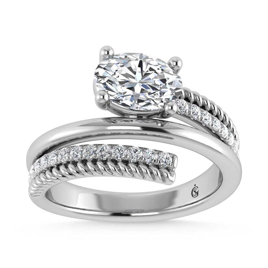 14K White Gold  1 5/8 Ct.Tw. Oval and Round Lab Grown Diamond Fashion Ring