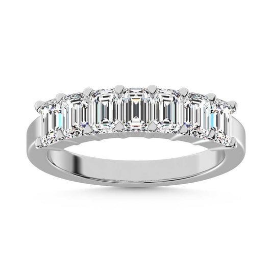 14K White Gold Lab Grown Diamond 1 5/8 Ct.Tw. Half Way Emerald Band