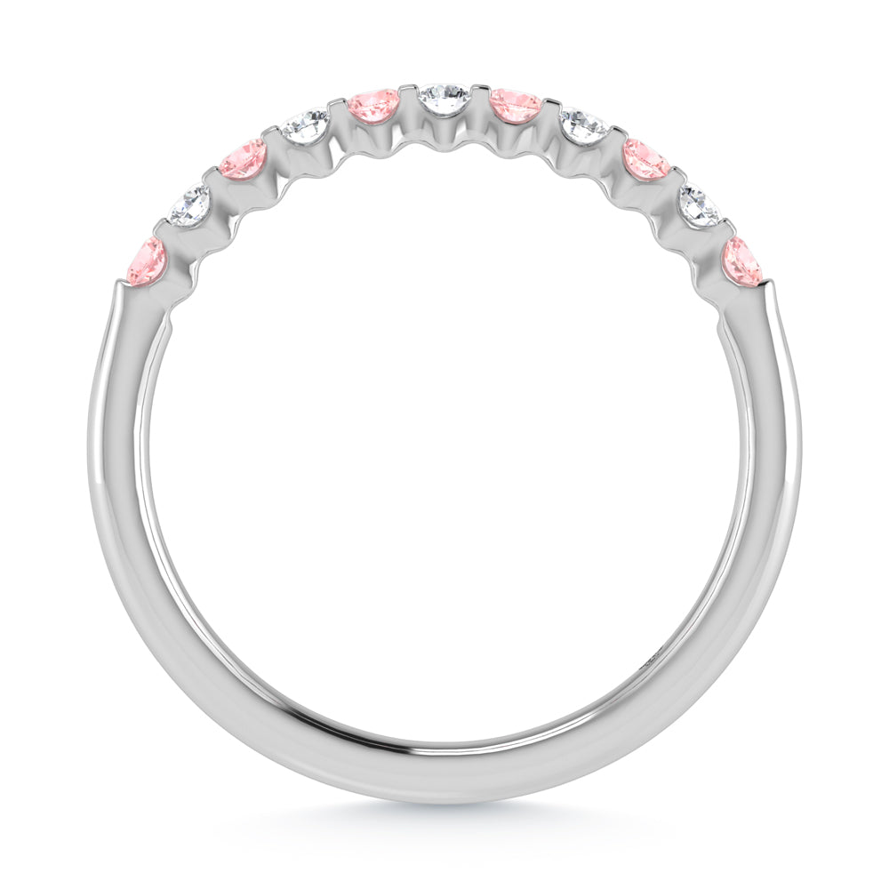 14K White Gold Lab Grown Alternate Pink And White Diamond 1/4 Ct.Tw. Stackable Band
