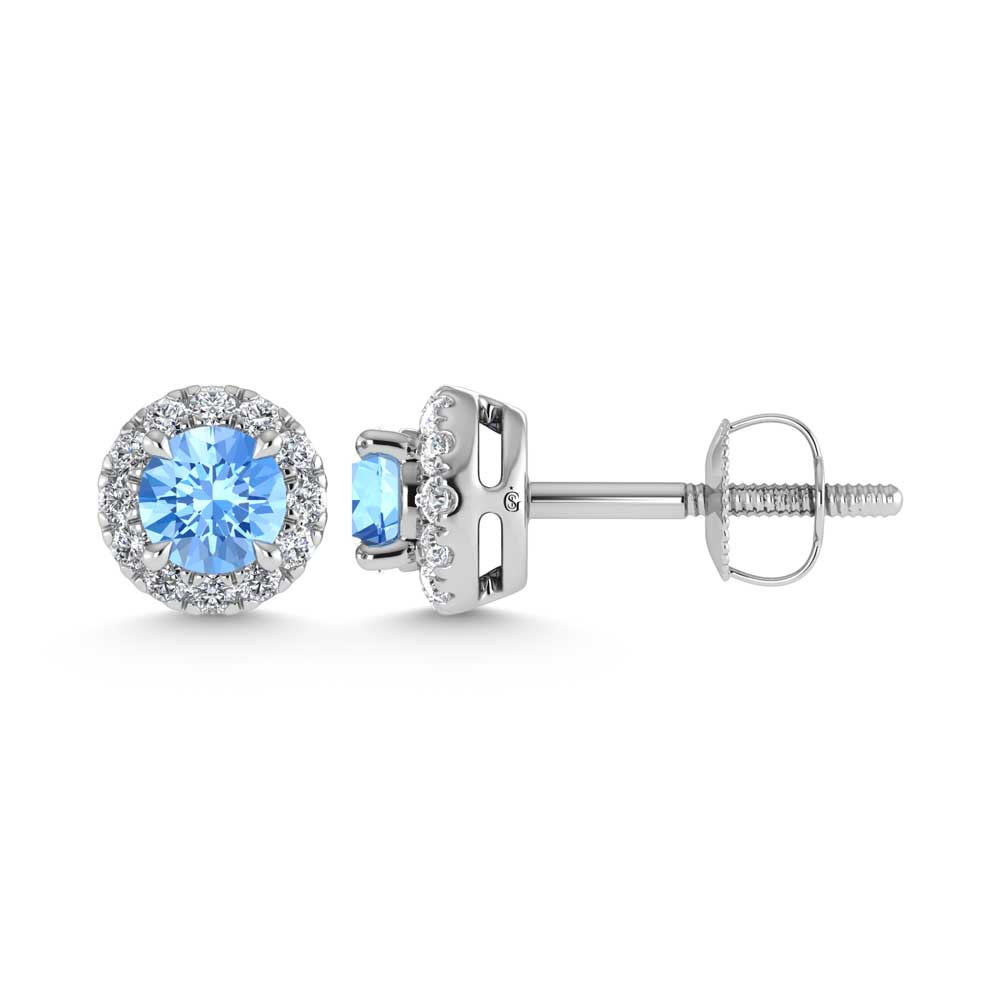 14K White Gold  2 Ct.Tw. White and Blue Lab Grown Diamond Stud Earrings