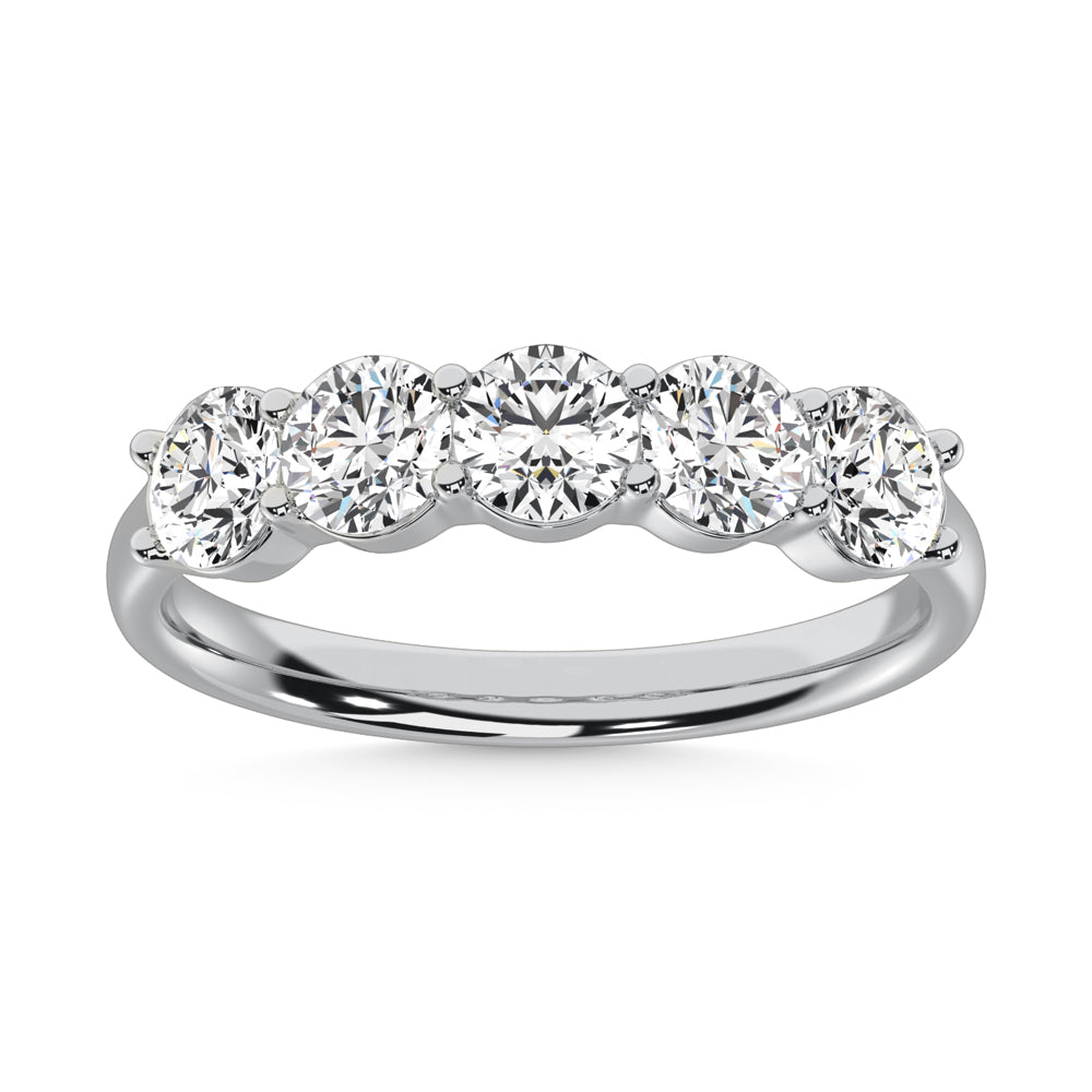 14K White Gold Lab Grown Diamond 1 Ct.Tw. 5 Stone Ladies Band