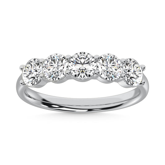 14K White Gold Lab Grown Diamond 1 Ct.Tw. 5 Stone Ladies Band