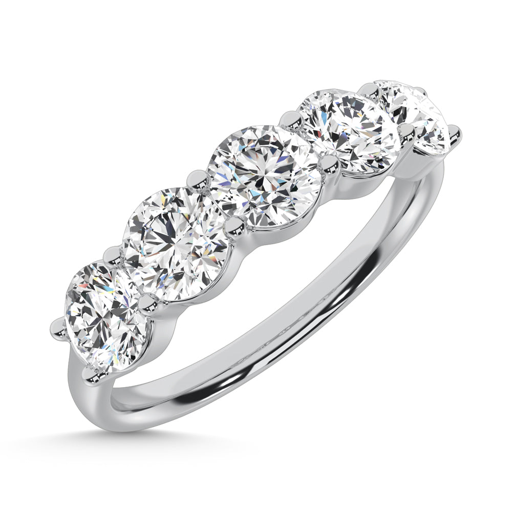 14K White Gold Lab Grown Diamond 1 Ct.Tw. 5 Stone Ladies Band