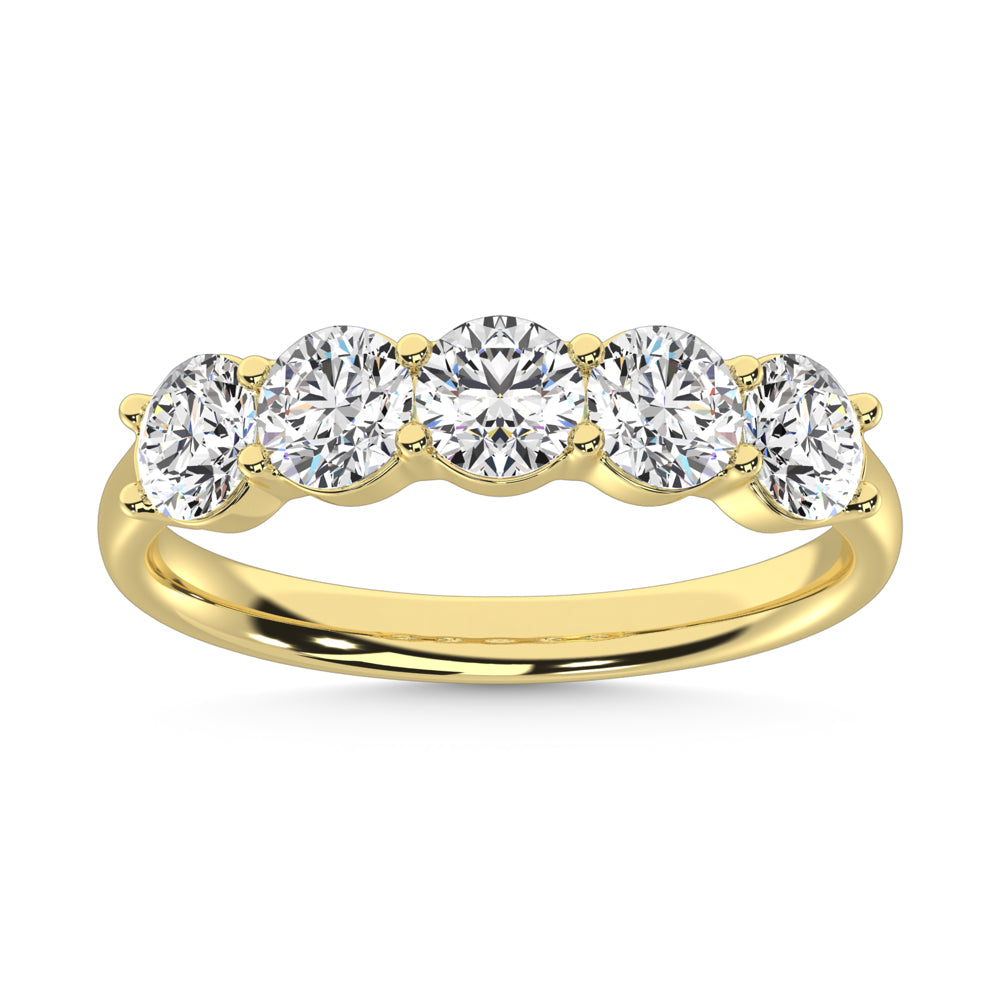 14K Yellow Gold Lab Grown Diamond 1 1/2 Ct.Tw. 5 Stone Ladies Band