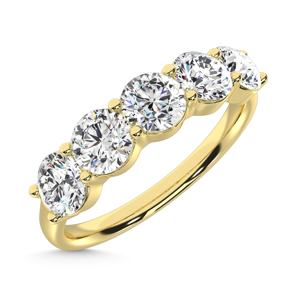 14K Yellow Gold Lab Grown Diamond 1 1/2 Ct.Tw. 5 Stone Ladies Band