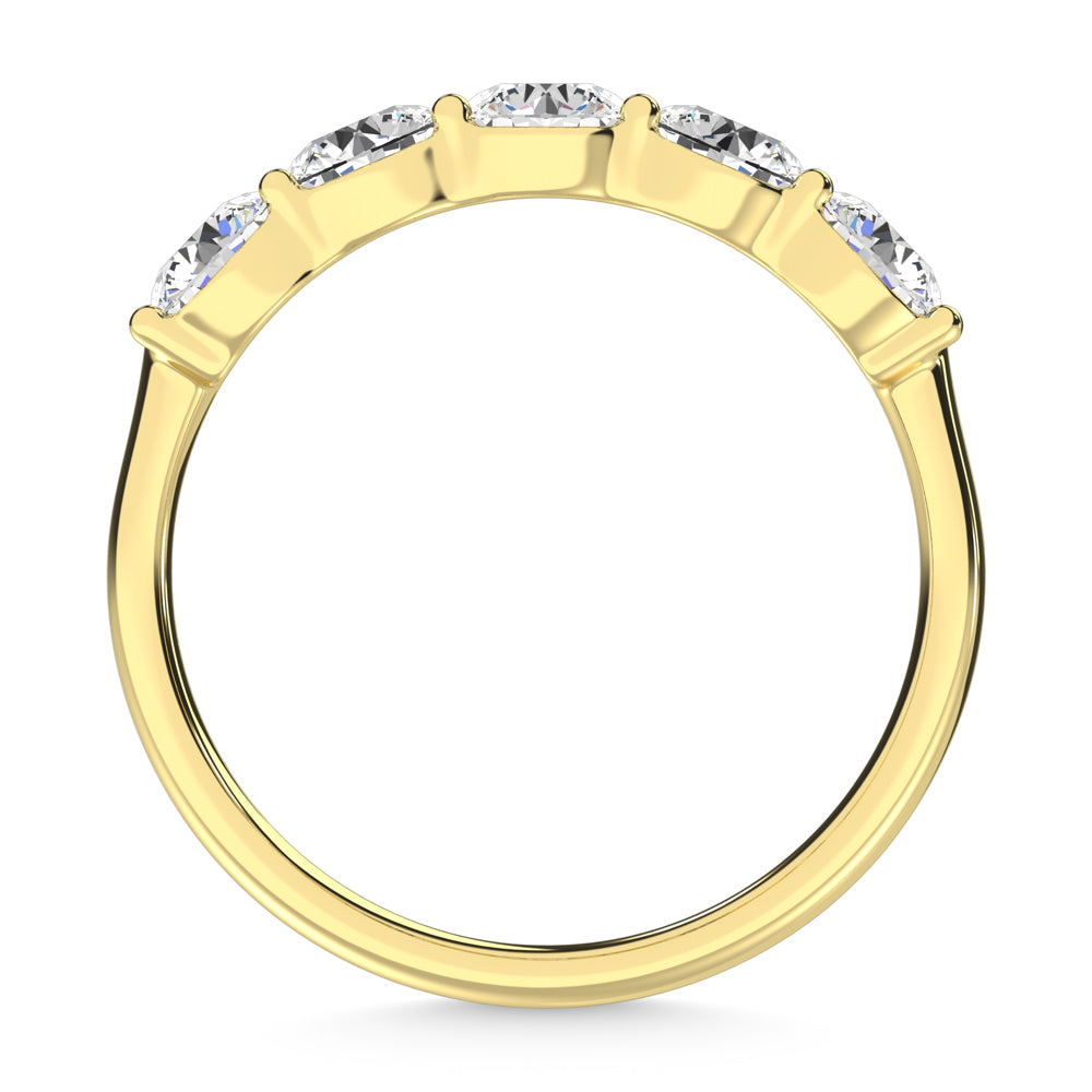 14K Yellow Gold Lab Grown Diamond 1 Ct.Tw. 5 Stone Ladies Band