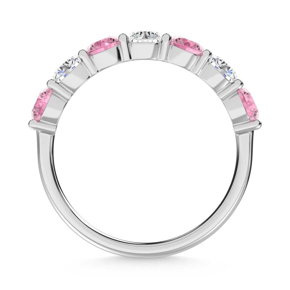 14K White Gold  2 Ct.Tw. 7 Stone Alternate White and Pink Lab Grown Diamond Band