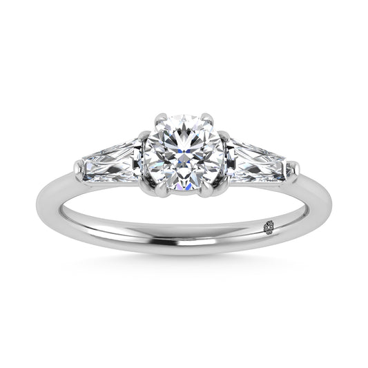 14K White Gold Lab Grown Diamond 1 1/4 Ct.Tw. Three Stone Ring (Center 3/4 ct)