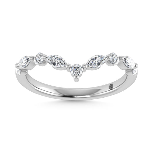 14K White Gold Lab Grown Diamond 1/2 Ct.Tw. Round and Marquse Chevron Band