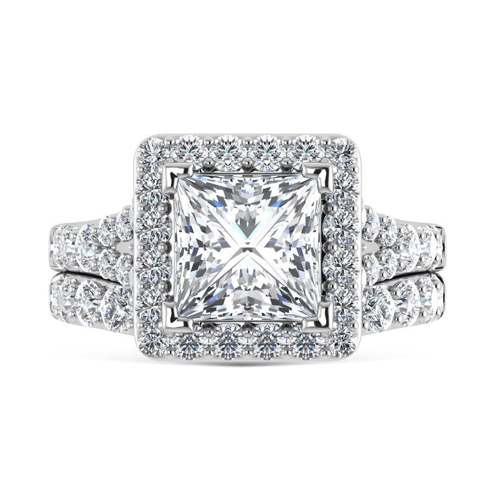 14K White Gold 4 7/8 Ct.Tw. Labgrown Diamond Bridal Ring (Center Princess)