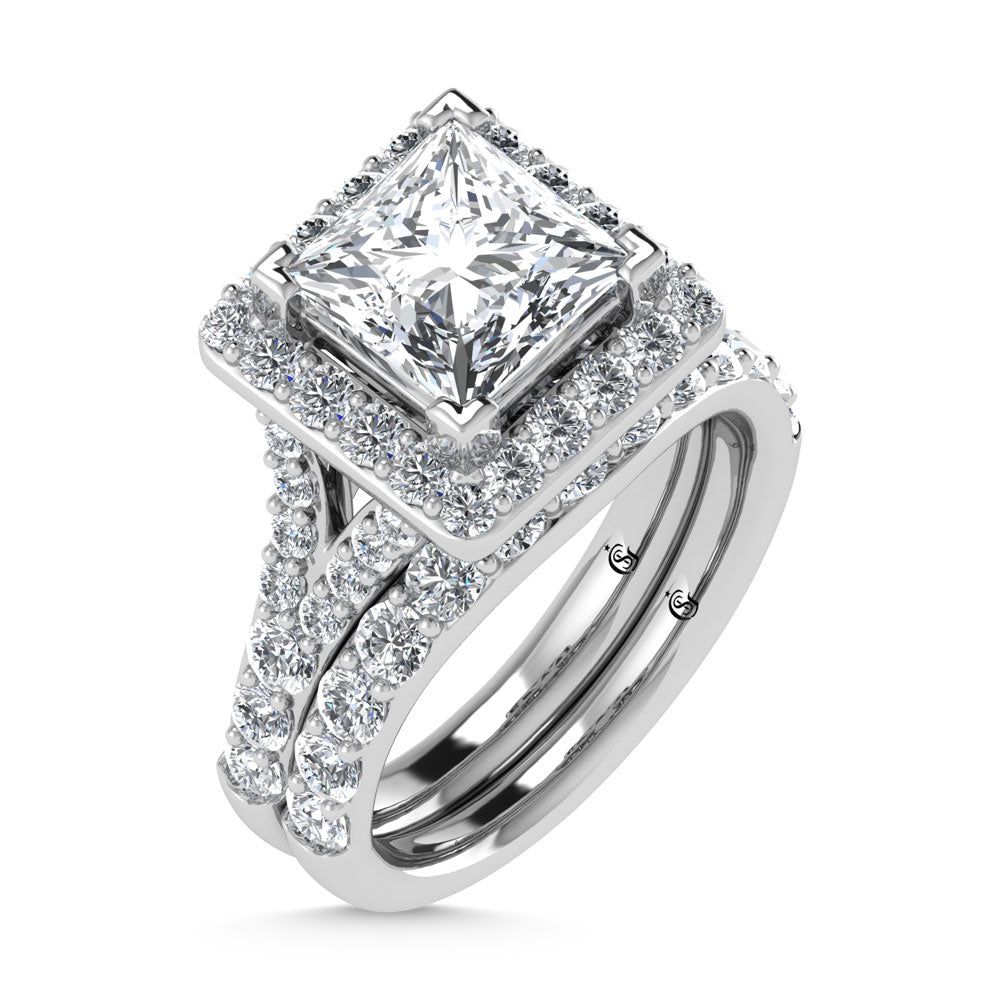 14K White Gold 4 7/8 Ct.Tw. Labgrown Diamond Bridal Ring (Center Princess)