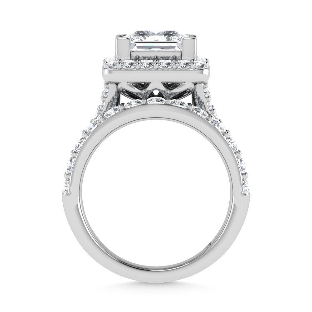 14K White Gold 4 7/8 Ct.Tw. Labgrown Diamond Bridal Ring (Center Princess)