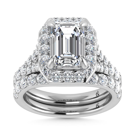 14K White Gold 4 7/8 Ct.Tw. Labgrown Diamond Bridal Ring (Center Radiant)