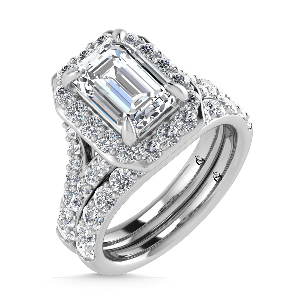 14K White Gold 4 7/8 Ct.Tw. Labgrown Diamond Bridal Ring (Center Radiant)