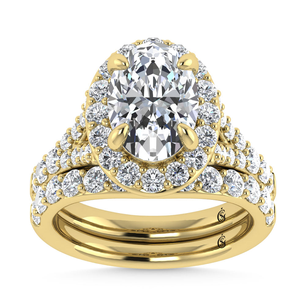 14K Yellow Gold 4 7/8 Ct.Tw. Labgrown Diamond Bridal Ring (Center Oval)