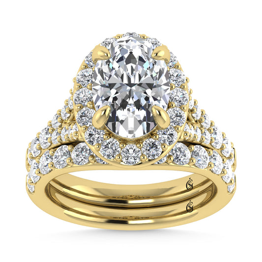 14K Yellow Gold 4 7/8 Ct.Tw. Labgrown Diamond Bridal Ring (Center Oval)