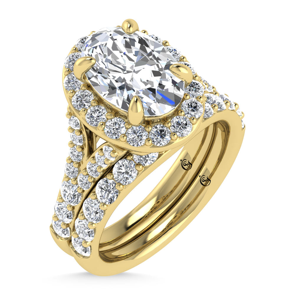 14K Yellow Gold 4 7/8 Ct.Tw. Labgrown Diamond Bridal Ring (Center Oval)