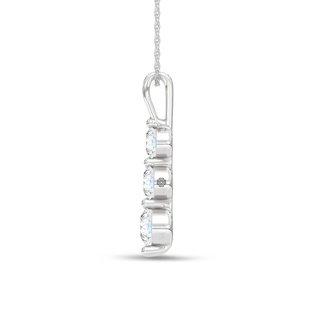 14K White Gold Lab Grown Diamond 1 Ct.Tw. Three Stone Pendant