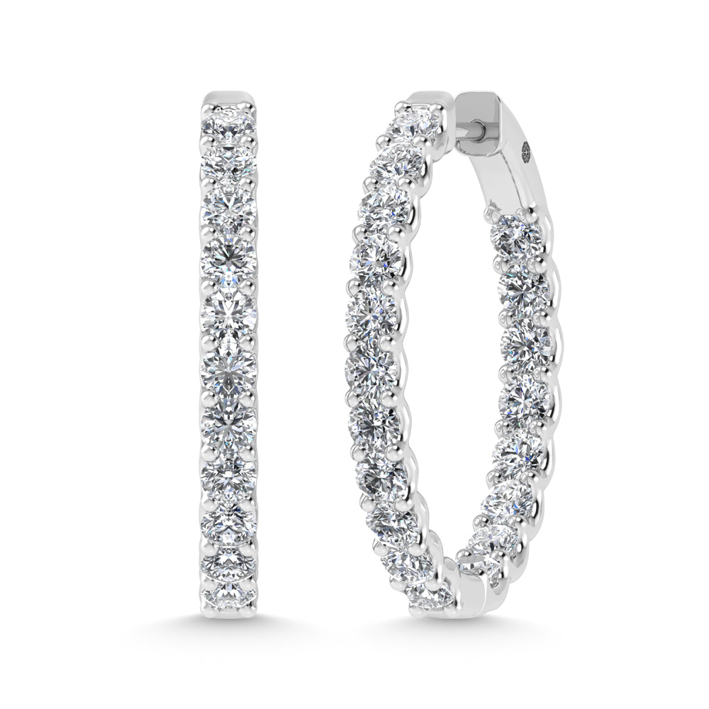 14K White Gold 3 Ct.Tw. Labgrown Diamond In and Our Hoop Earrings