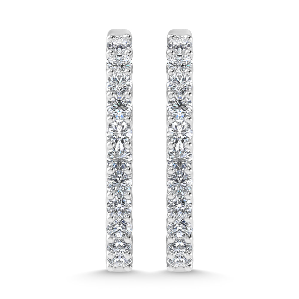 14K White Gold 3 Ct.Tw. Labgrown Diamond In and Our Hoop Earrings