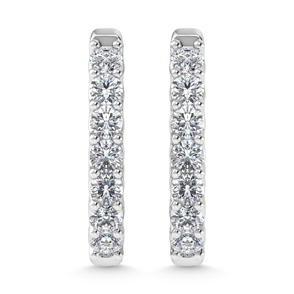 14K White Gold 1 Ct.Tw. Labgrown Diamond In and Our Hoop Earrings