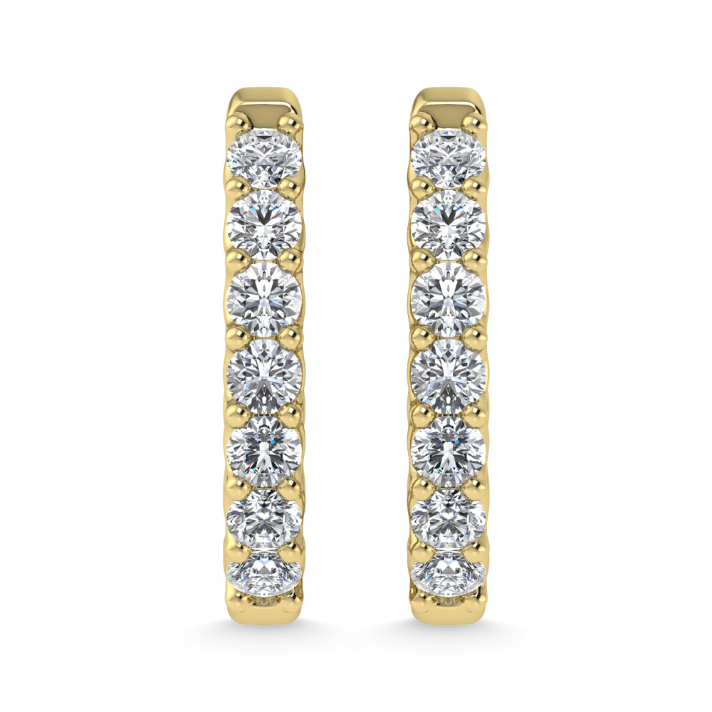 14K Yellow Gold 1 Ct.Tw. Labgrown Diamond In and Our Hoop Earrings