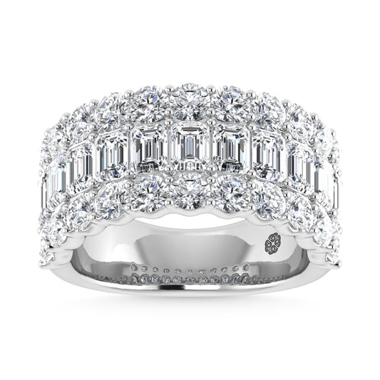 14K White Gold 3 Ct.Tw. Labgrown Diamond Round and Emerald Cut Fashion Band