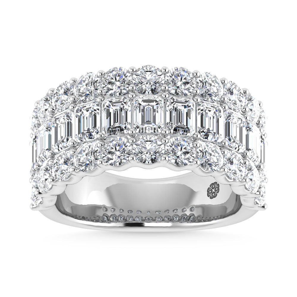 14K White Gold 5 Ct.Tw. Labgrown Diamond Round and Emerald Cut Fashion Band