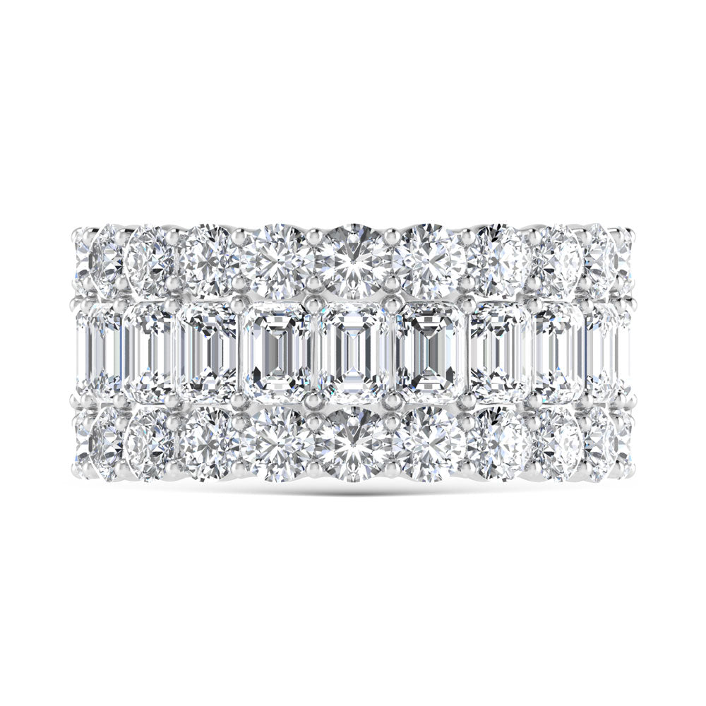 14K White Gold 5 Ct.Tw. Labgrown Diamond Round and Emerald Cut Fashion Band