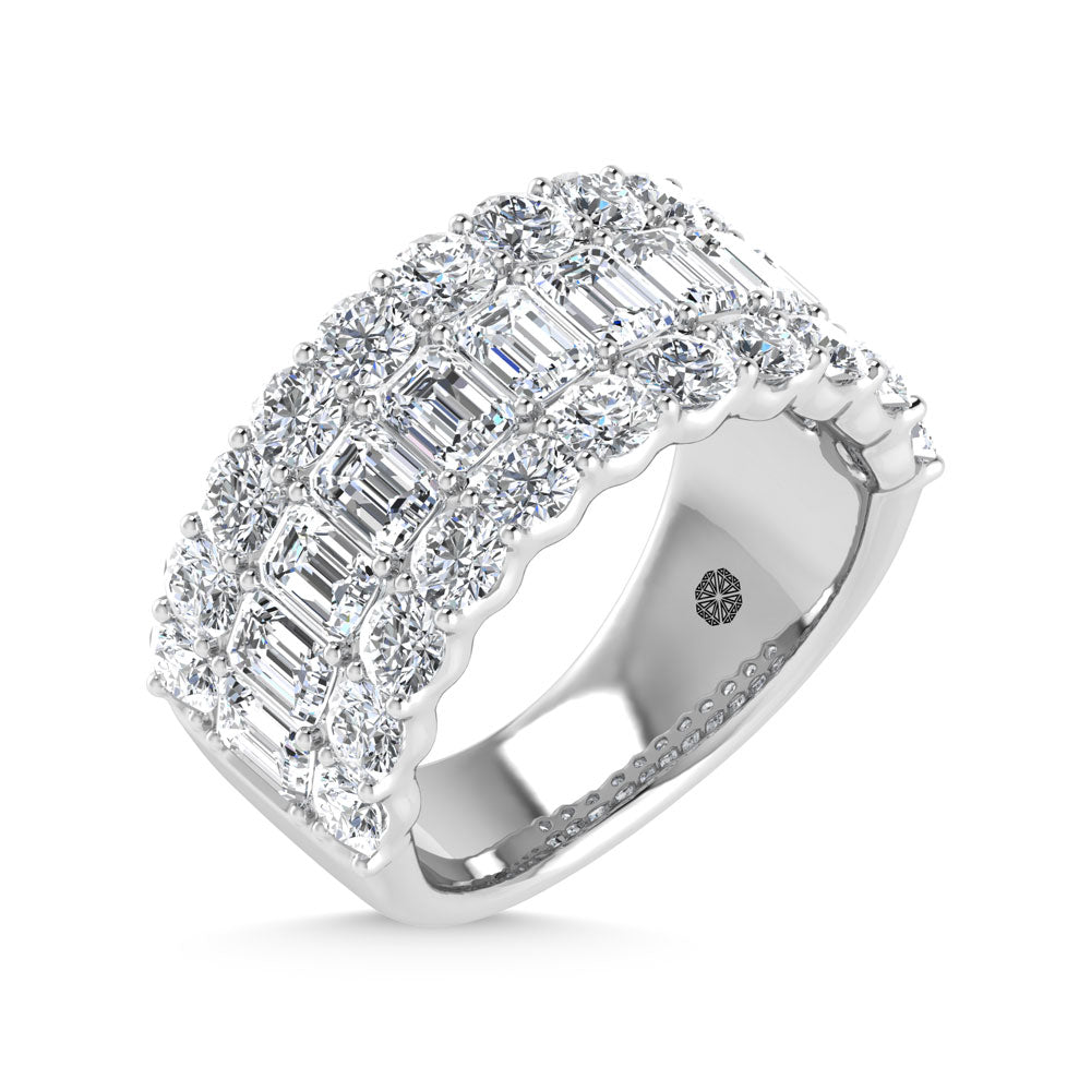 14K White Gold 5 Ct.Tw. Labgrown Diamond Round and Emerald Cut Fashion Band