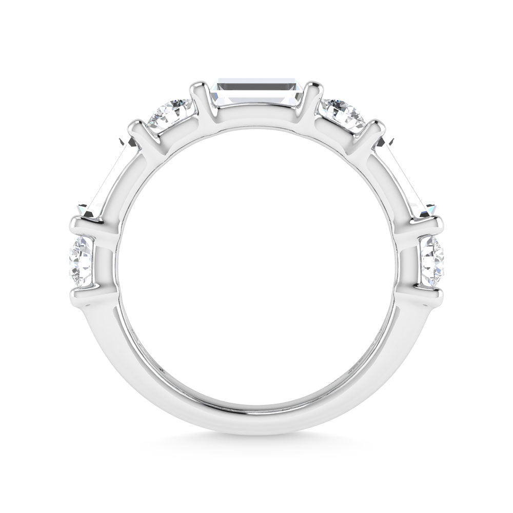 14K White Gold 2 Ct.Tw. Labgrown Diamond Round and Baguette Cut Fashion Band