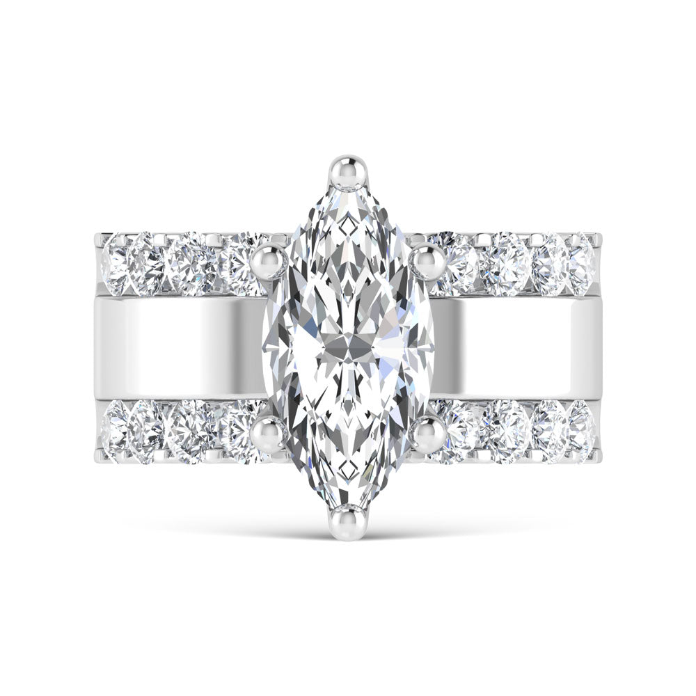 14K White Gold 4 1/2 Ct.Tw. Labgrown Diamond Marquise Shape Machine Ring (IGI CERTIFIED CENTER)
